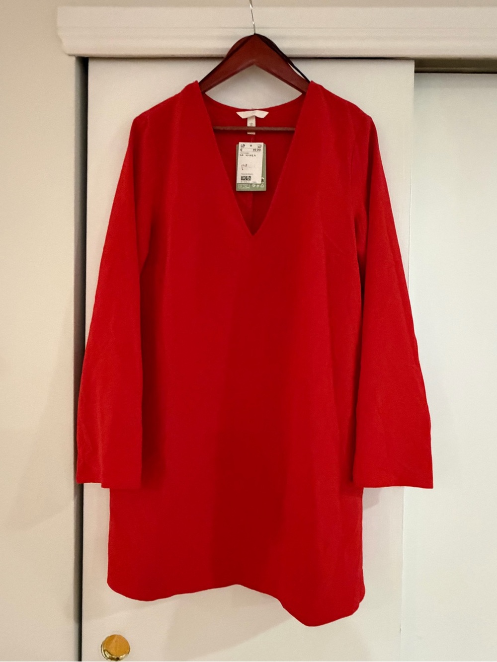 NWT H&M V-Neck Long Sleeve Red Women's Dress